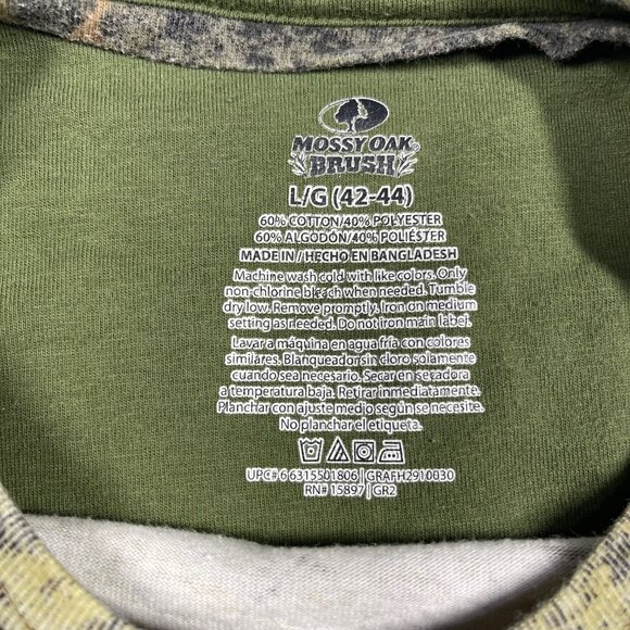 Mossy Oak Brush‎ Camo T Shirt Large 42-44 Short Sleeve  Hunting Tee - Picture 4 of 6